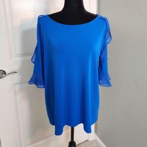 Elegant Blue Open Sleeve Top